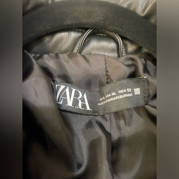 SOLD. Black Zara Leather Jacket - Picture 3 of 3